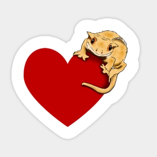 Crested Gecko, Crestie, Cute Gecko on Heart Sticker